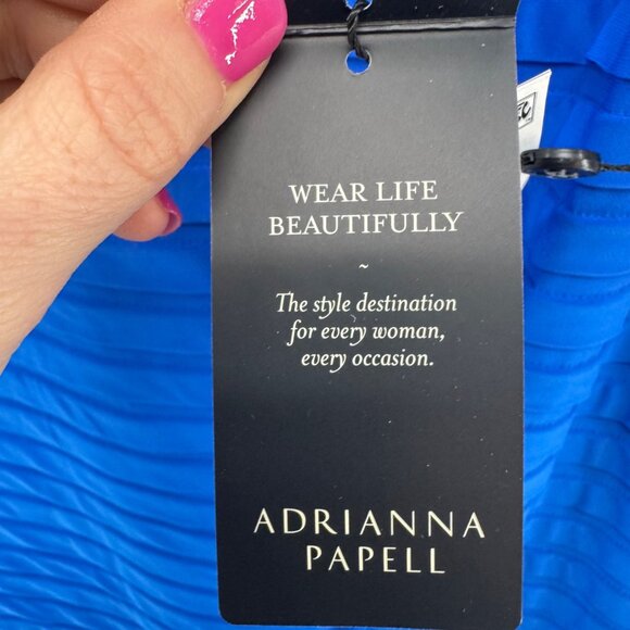 Adrianna Papell Banded Cocktail Dress Cool Cobalt Blue 3/4 Sleeve Sheath Sz 16W - Picture 6 of 14